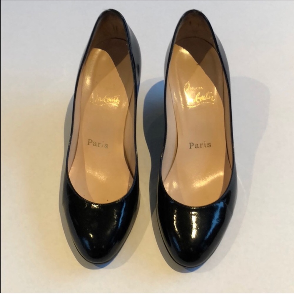 Louboutin Wedges, Black Patent sz 38.5